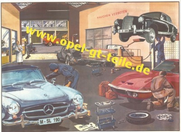 Werkstattposter mit Opel GT